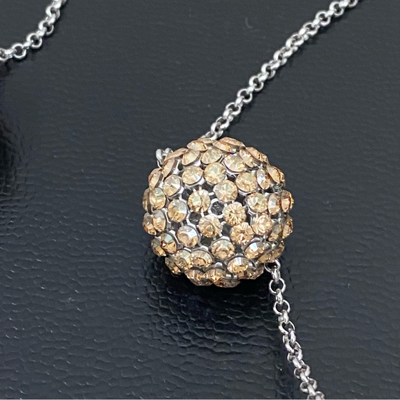 SWAROVSKI Signed Ladies PIN-UP Crystal Rhinestone Silver Gold Balls 30” Necklace - Picture 10 of 15